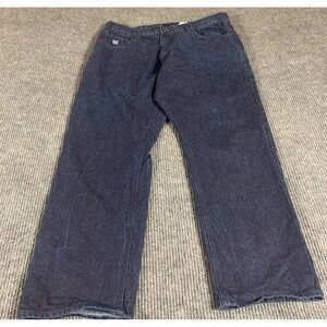 Rocawear Jeans Mens 38x31Blue Denim Straight Leg Dark Wash Classic Embroidered